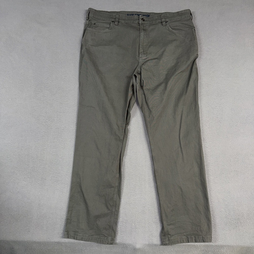 Duluth Trading Pants Mens 42x34 (Fits 40x32) Gray Flex Fire Hose Relaxed Canvas